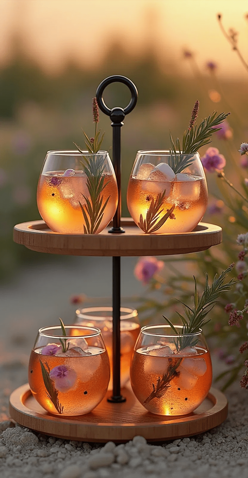 5 Alpen-Aperitif Gläser in der Sonne